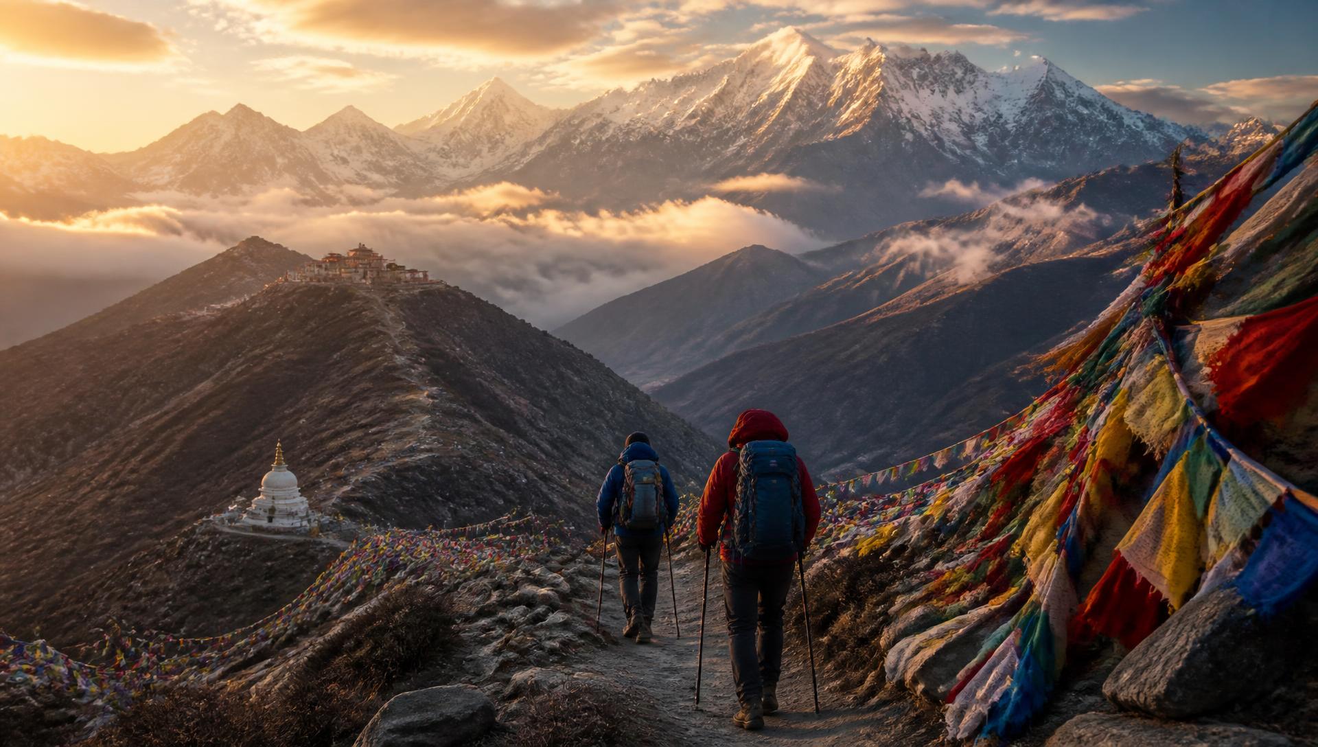 Trekking in Tibet tra vette innevate, bandiere preghiera e monasteri all'orizzonte